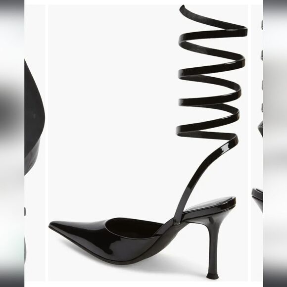 New Jeffery Campbell APHRODITE pointy toe black leather spiral heels - Picture 2 of 5